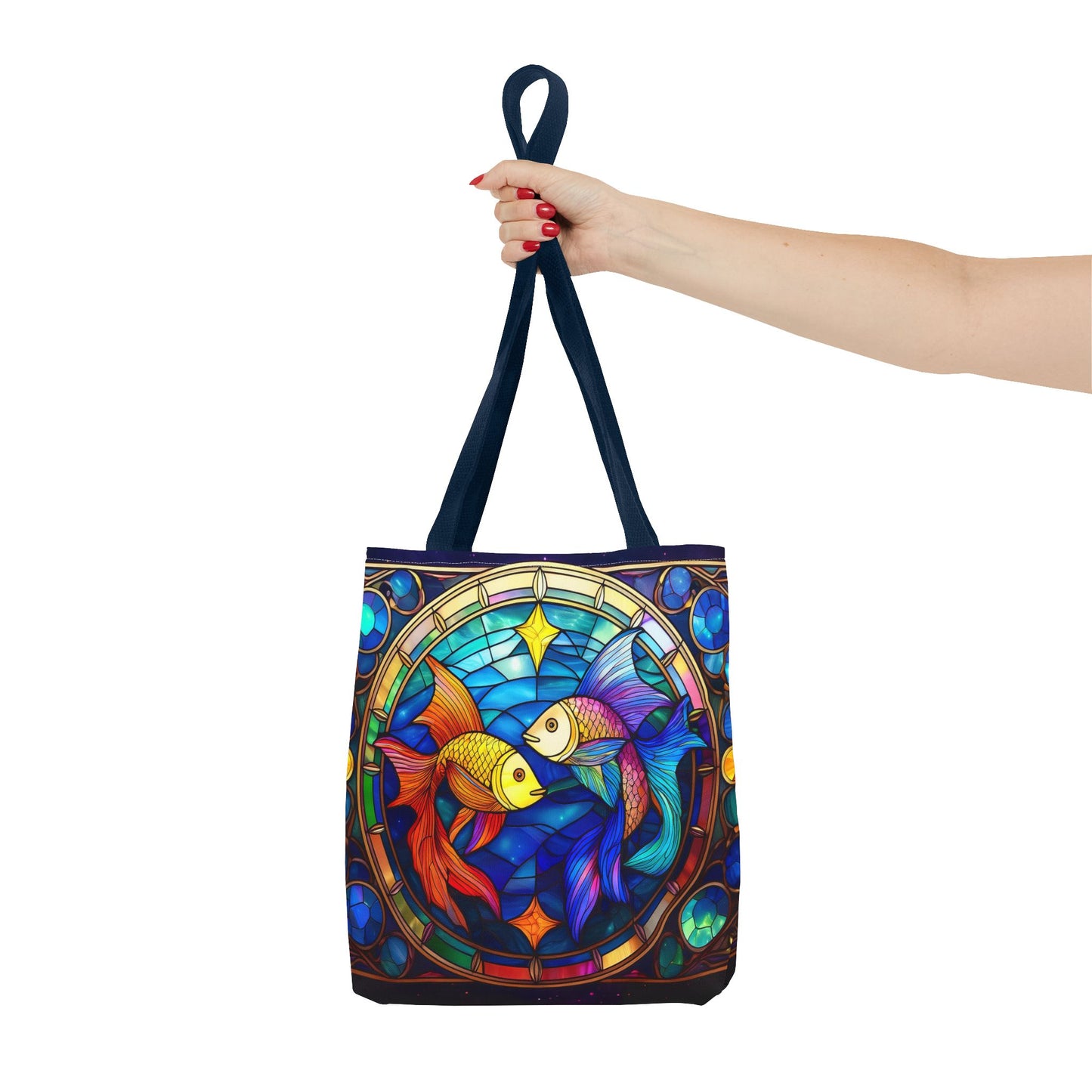 Pisces Fish Stained Glass Style Tote Bag (All Over Print)