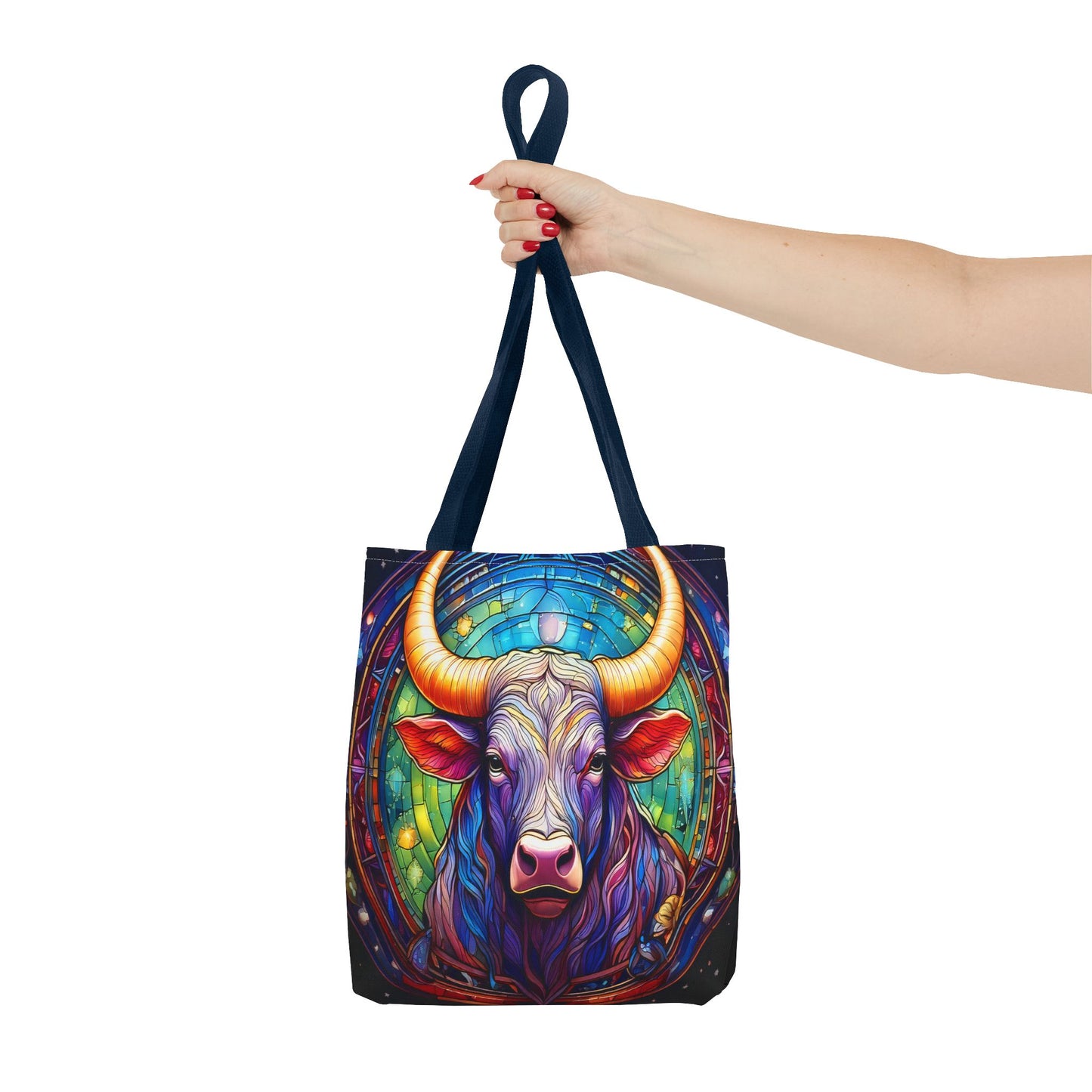 Taurus Bull Stained Glass Style Tote Bag