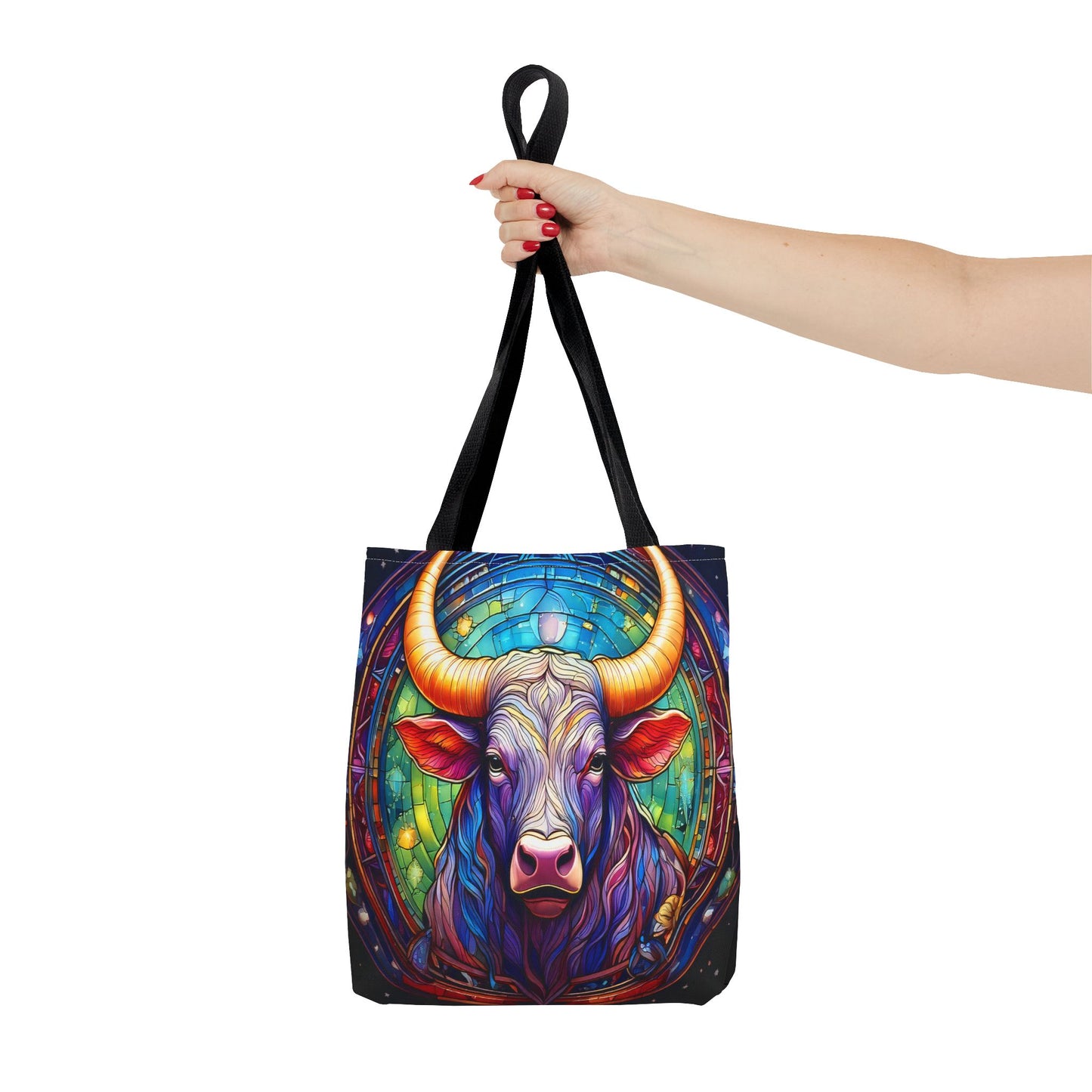 Taurus Bull Stained Glass Style Tote Bag
