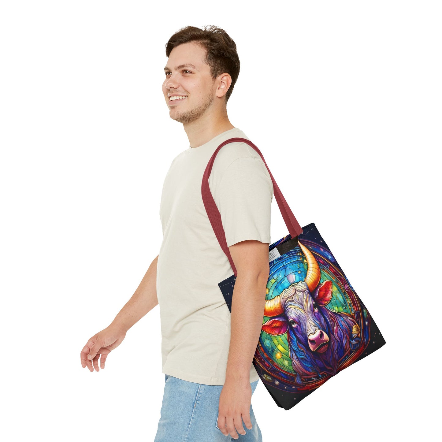 Taurus Bull Stained Glass Style Tote Bag