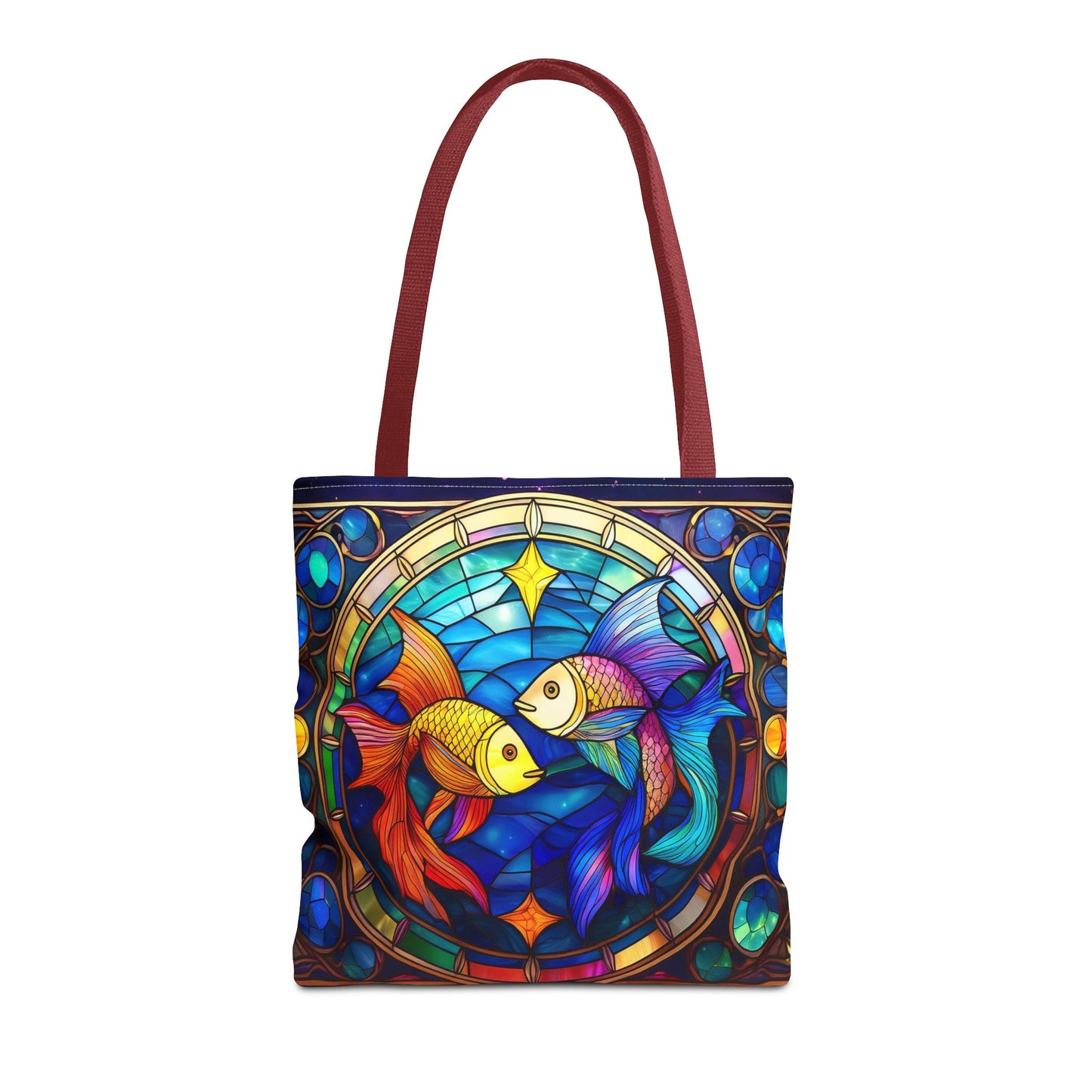 Pisces Fish Stained Glass Style Tote Bag (All Over Print)