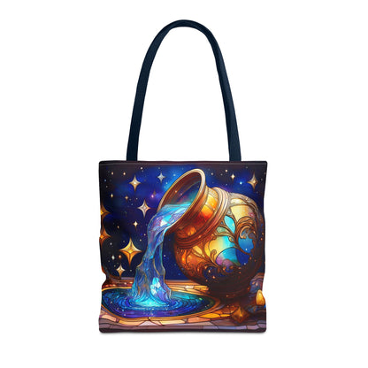 Aquarius - Water Bearer Stained Glass Style Tote Bag (All Over Print)