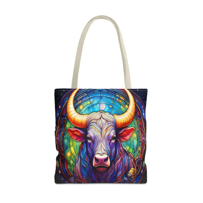 Taurus Bull Stained Glass Style Tote Bag