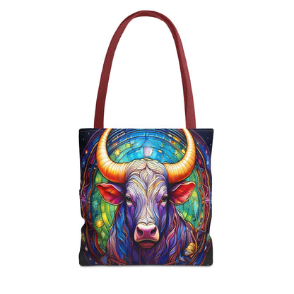 Taurus Bull Stained Glass Style Tote Bag