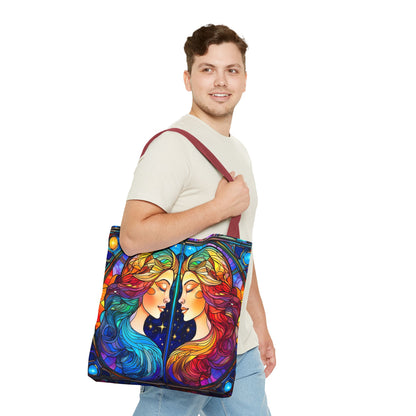 Gemini Twins Stained Glass Style Tote Bag (All Over Print)