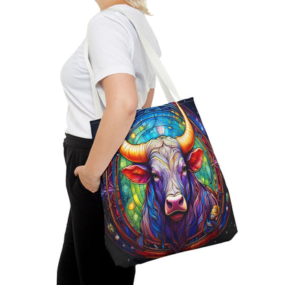 Taurus Bull Stained Glass Style Tote Bag