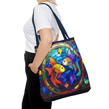 Pisces Fish Stained Glass Style Tote Bag (All Over Print)