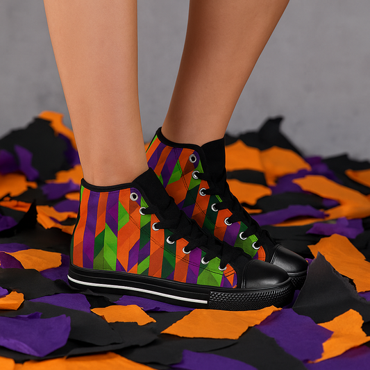 Halloween Colored Stripes - Women's Classic High Top Sneakers