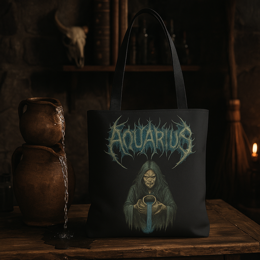 Aquarius Zodiac Metal Tote Bag