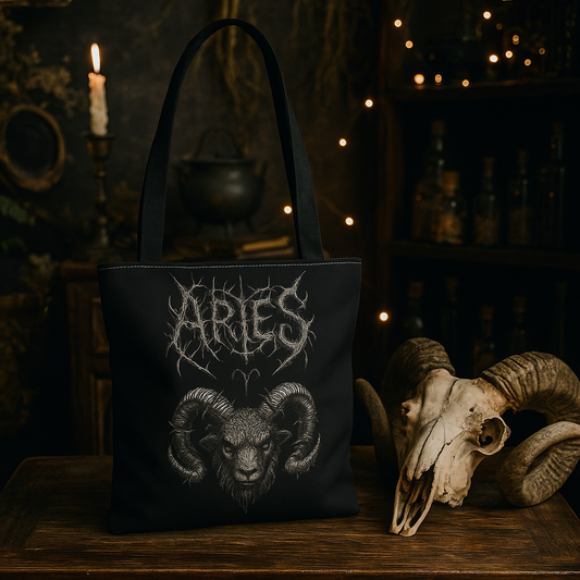 Aries Zodiac Metal Tote Bag