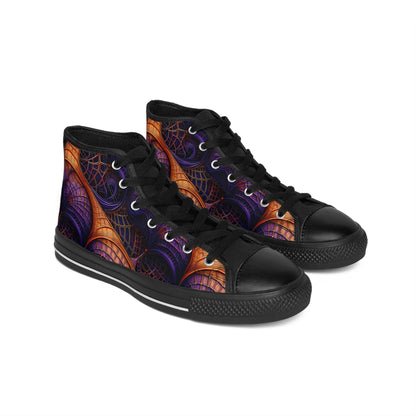 Orange & Purple Spiderwebs - Women's Classic High Top Sneakers