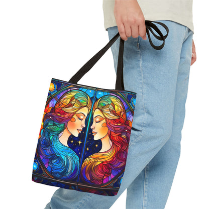 Gemini Twins Stained Glass Style Tote Bag (All Over Print)