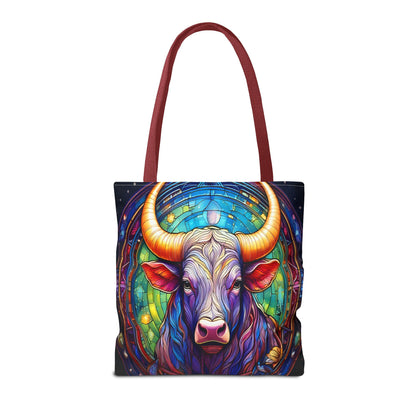 Taurus Bull Stained Glass Style Tote Bag