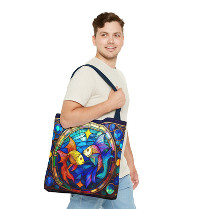 Pisces Fish Stained Glass Style Tote Bag (All Over Print)