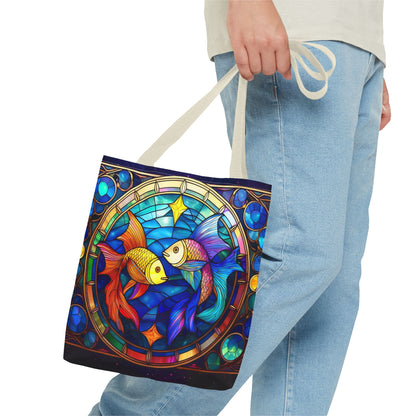 Pisces Fish Stained Glass Style Tote Bag (All Over Print)