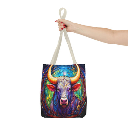 Taurus Bull Stained Glass Style Tote Bag