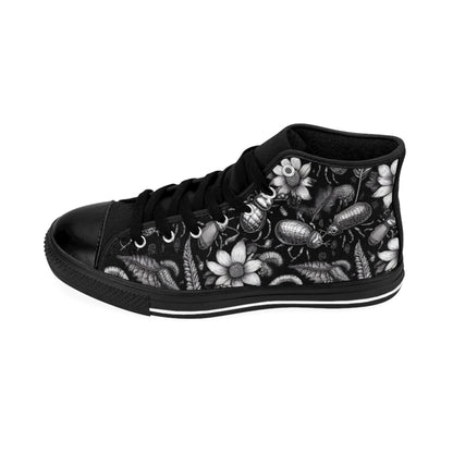 Monochrome Bugs and Flowers - Women's Classic High Top Sneakers