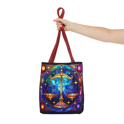 Libra Scales Stained Glass Style Tote Bag