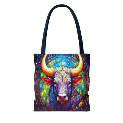 Taurus Bull Stained Glass Style Tote Bag