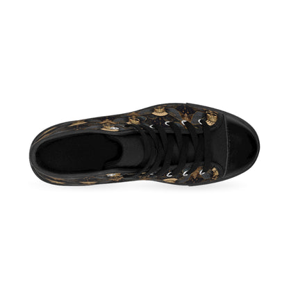 Skull Moth Art Deco Style Women's Classic High Top Sneakers