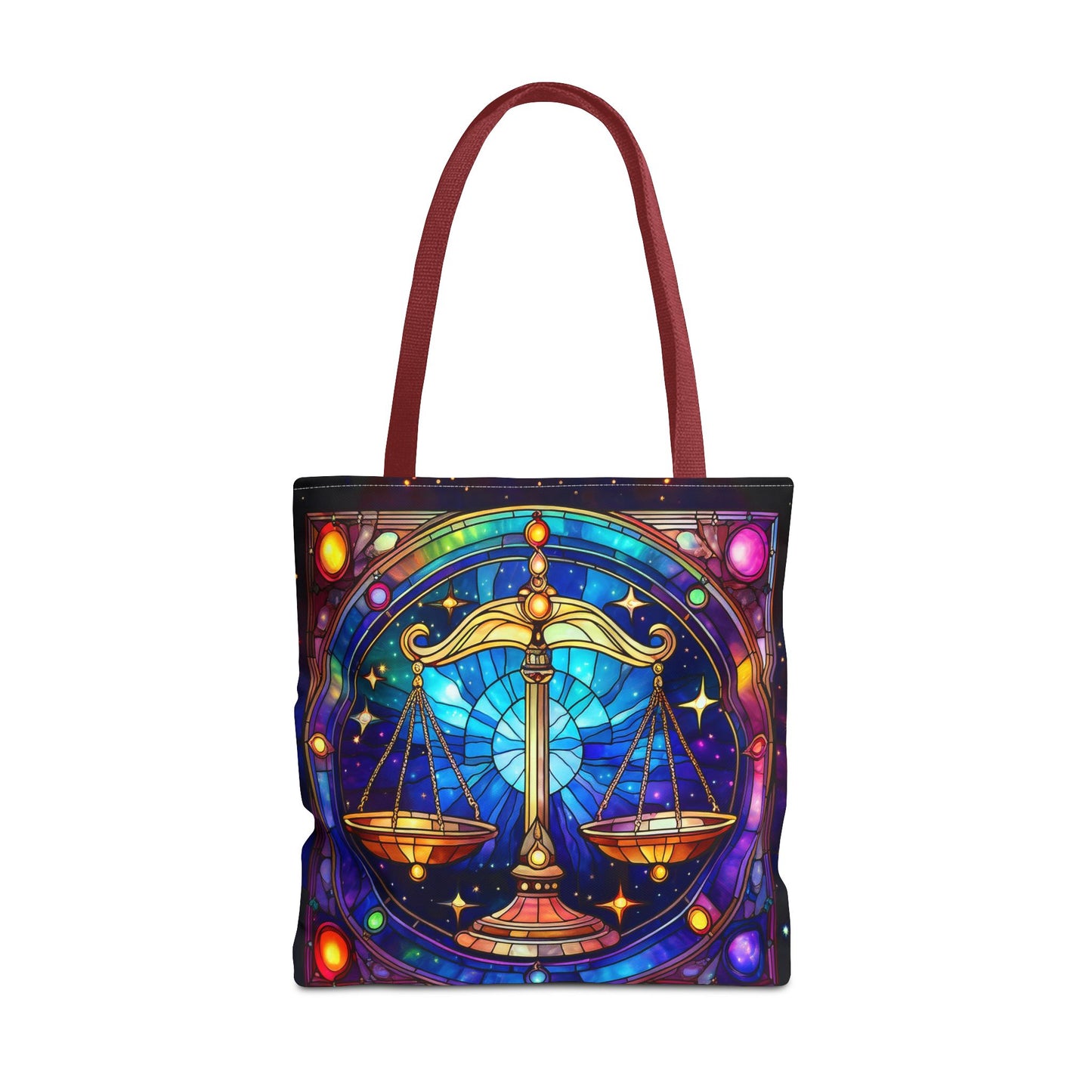 Libra Scales Stained Glass Style Tote Bag