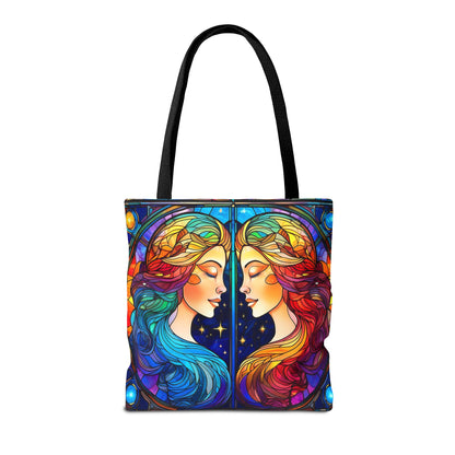 Gemini Twins Stained Glass Style Tote Bag (All Over Print)