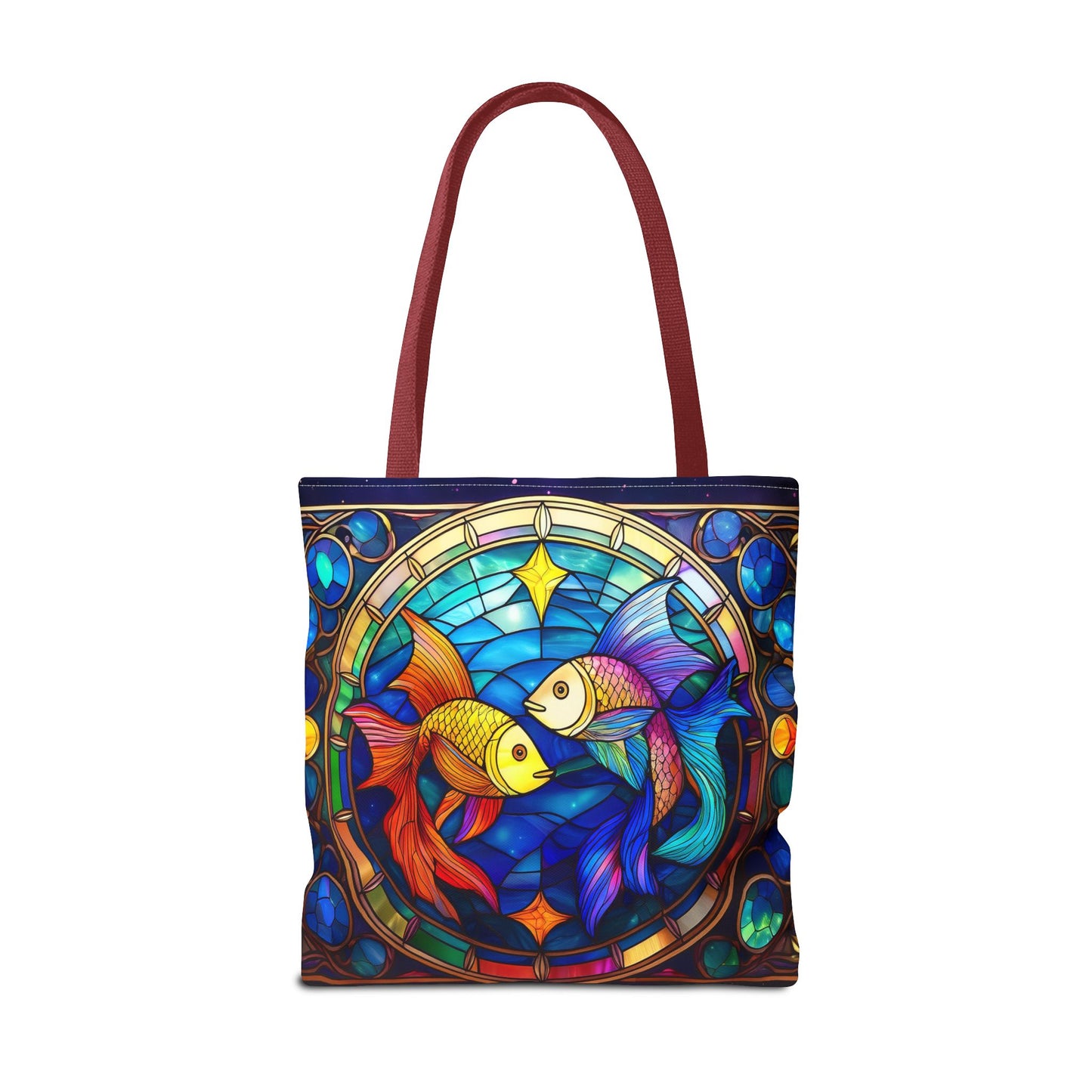 Pisces Fish Stained Glass Style Tote Bag (All Over Print)
