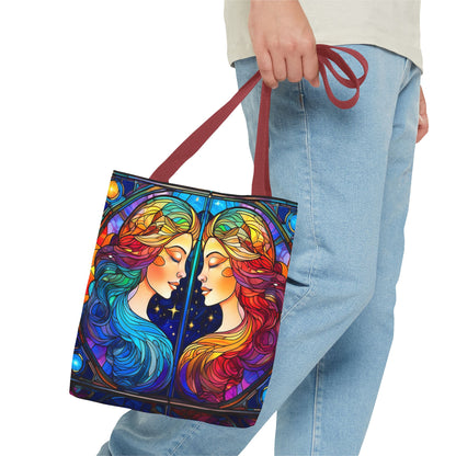 Gemini Twins Stained Glass Style Tote Bag (All Over Print)