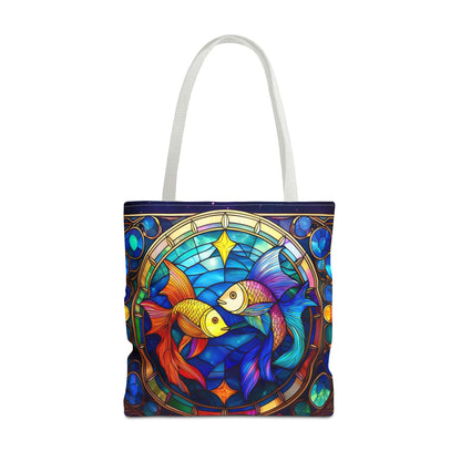 Pisces Fish Stained Glass Style Tote Bag (All Over Print)