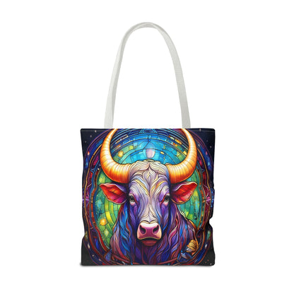 Taurus Bull Stained Glass Style Tote Bag