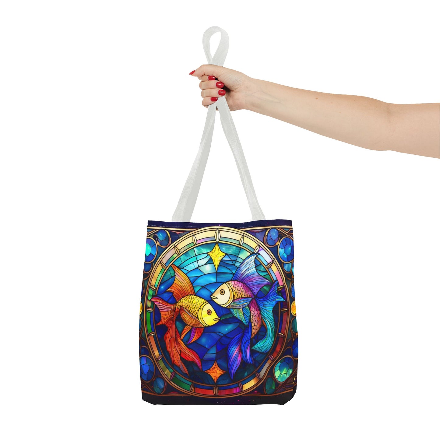 Pisces Fish Stained Glass Style Tote Bag (All Over Print)