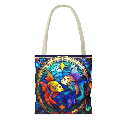 Pisces Fish Stained Glass Style Tote Bag (All Over Print)
