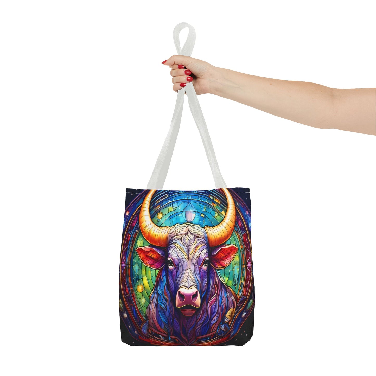 Taurus Bull Stained Glass Style Tote Bag
