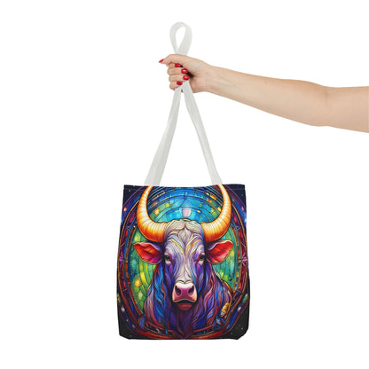 Taurus Bull Stained Glass Style Tote Bag