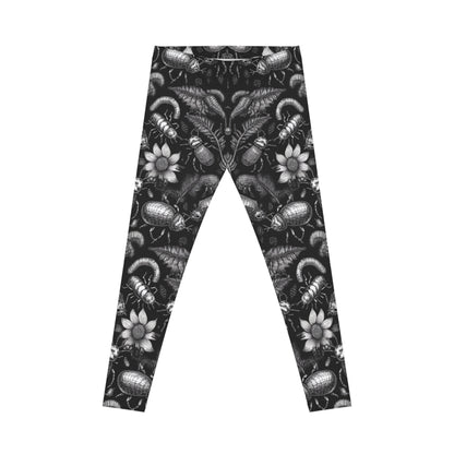 Monochrome Bugs and Flowers Leggings