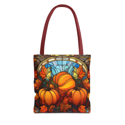 Fall Pumpkin Stained Glass Style Tote Bag