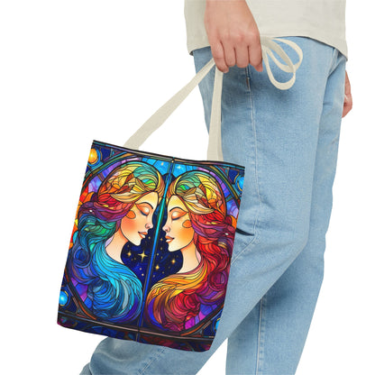 Gemini Twins Stained Glass Style Tote Bag (All Over Print)