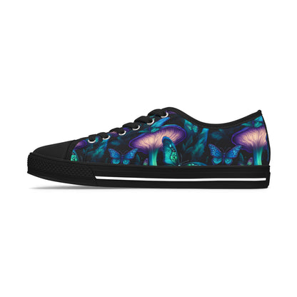 Bioluminescent Mushrooms & Moths - Women's Low Top Sneakers
